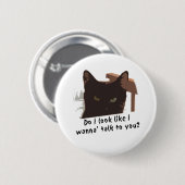 Badge Rond 5 Cm chat noir (Devant & derrière)