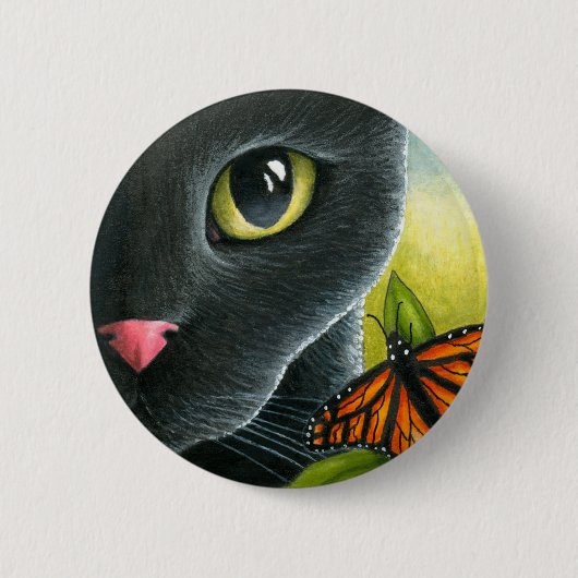 Badge Rond 5 Cm Chat noir 555 (Devant)