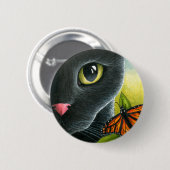 Badge Rond 5 Cm Chat noir 555 (Devant & derrière)