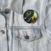 Badge Rond 5 Cm Chat noir 555 (En situation)