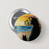 Badge Rond 5 Cm Chat noir 597 (Devant & derrière)