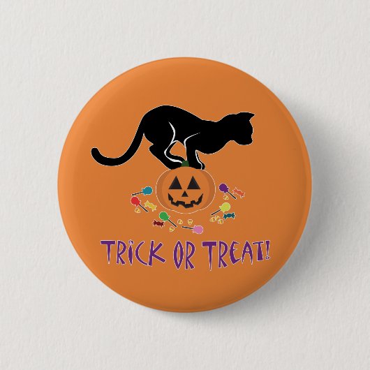 Badge Rond 5 Cm Chat noir à coller ou à traiter (Devant)