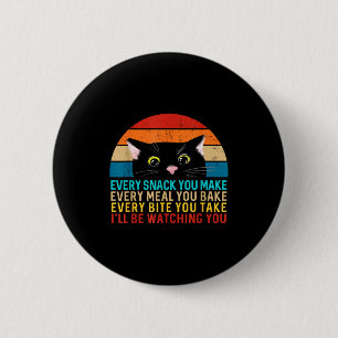 Badge Rond 5 Cm Chat noir à thème chaque collation rend rétro appa