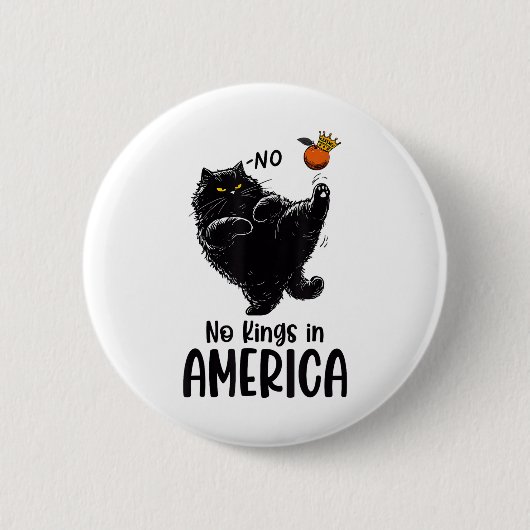 Badge Rond 5 Cm Chat Noir Aucun Rois En Amérique Nous Le Peuple Po (Devant)