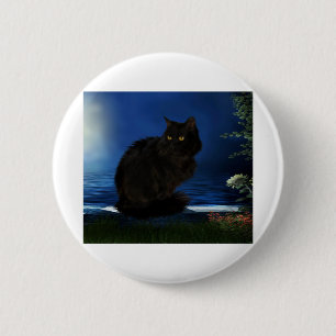 Badge Rond 5 Cm Chat noir chat animal domestique noir