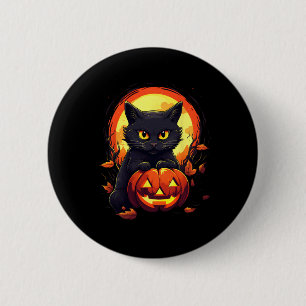 Badge Rond 5 Cm Chat noir citrouille Halloween Costume Vintage pou