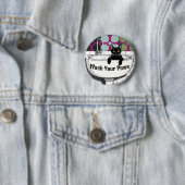 Badge Rond 5 Cm Chat noir dans un évier, Lave-linge, pattes de lav (En situation)