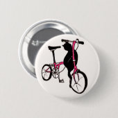 Badge Rond 5 Cm Chat noir de Brompton dans le rose (Devant & derrière)