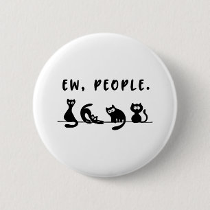 Badge Rond 5 Cm chat noir drôle femmes beurk personnes mignon chat