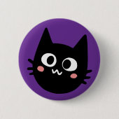 Badge Rond 5 Cm Chat noir drôle violet (Devant)
