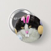 Badge Rond 5 Cm Chat noir et blanc de l'Est (Devant & derrière)