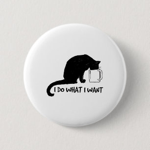 Badge Rond 5 Cm Chat Noir Faire Ce Que Je Veux Coupe Rouge Drôle M