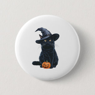 Badge Rond 5 Cm Chat Noir Halloween Costume Citrouille Pour Femmes