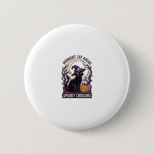 Badge Rond 5 Cm Chat Noir Halloween Gravure Vintage Chat Citrouill