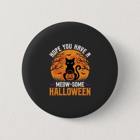 Badge Rond 5 Cm Chat Noir Halloween Incroyable (Devant)