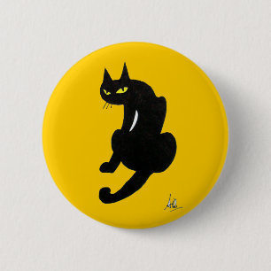 BADGE ROND 5 CM CHAT NOIR HALLOWEEN PARTY