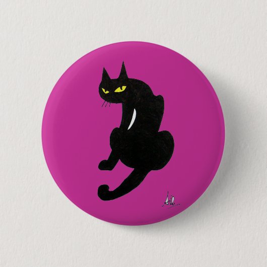 BADGE ROND 5 CM CHAT NOIR HALLOWEEN PARTY (Devant)