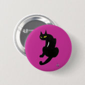 BADGE ROND 5 CM CHAT NOIR HALLOWEEN PARTY (Devant & derrière)