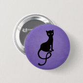 Badge Rond 5 Cm Chat noir mauvais aimable pourpre (Devant & derrière)
