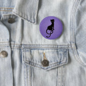 Badge Rond 5 Cm Chat noir mauvais aimable pourpre (En situation)