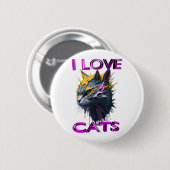 Badge Rond 5 Cm Chat noir mignon 1 (Devant & derrière)