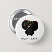Badge Rond 5 Cm Chat noir mignon de sushi de Kawaii (Devant & derrière)