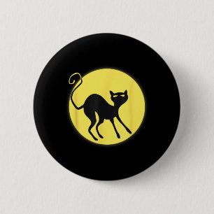 Badge Rond 5 Cm Chat noir pleine lune Joyeux Halloween Kitty Dessi