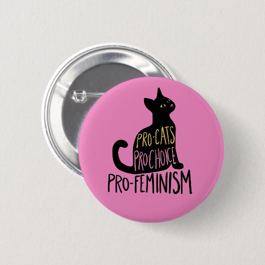 Badge Rond 5 Cm Chat noir pro-choix pro-féminisme (Devant & derrière)
