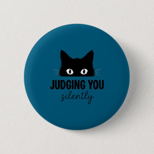 Badge Rond 5 Cm Chat noir qui juge silencieusement de manière drôl
