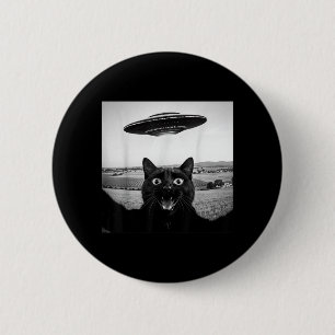 Badge Rond 5 Cm Chat Noir Selfie Ufo Alien Cadeaux Drôles Pour Hom