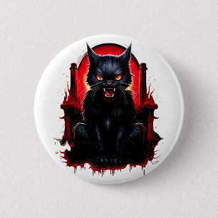 Badge Rond 5 Cm Chat noir Yellow Eyes Chats en colère