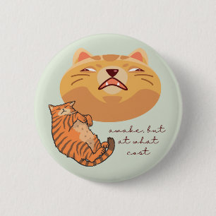 Badge Rond 5 Cm Chat orange fatigué