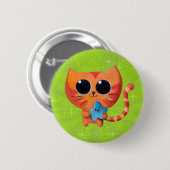 Badge Rond 5 Cm Chat orange mignon avec l'étoile (Devant & derrière)