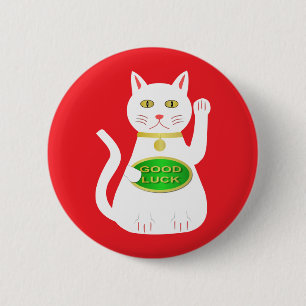 Badge Rond 5 Cm Chat Oriental Lucky