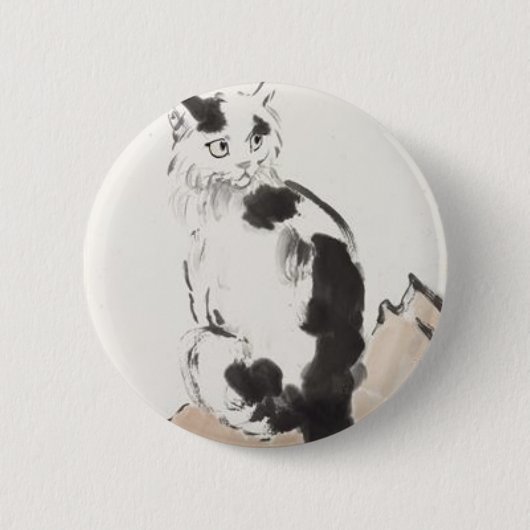 Badge Rond 5 Cm Chat (par Xu Beihong) (Devant)