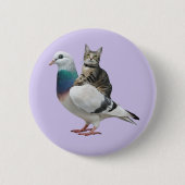 Badge Rond 5 Cm Chat parmi les pigeons volants chats (Devant)