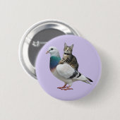 Badge Rond 5 Cm Chat parmi les pigeons volants chats (Devant & derrière)