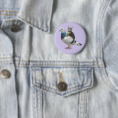 Badge Rond 5 Cm Chat parmi les pigeons volants chats (En situation)