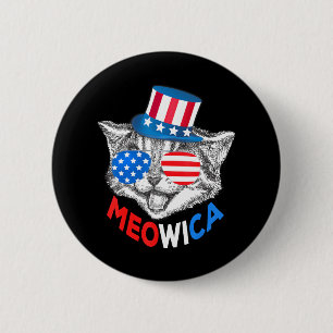 Badge Rond 5 Cm Chat patriotique 4 juillet Drapeau Américain Fille