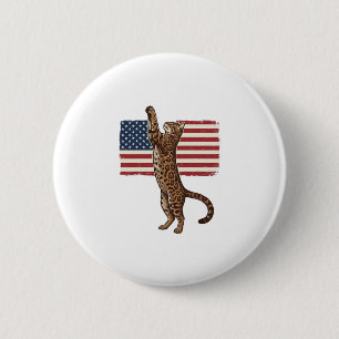 Badge Rond 5 Cm Chat patriotique Drapeau américain Design vectorie