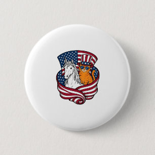 Badge Rond 5 Cm Chat patriotique et licorne vintage vecteur concep