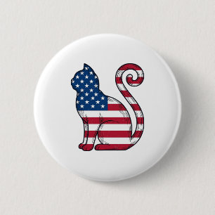 Badge Rond 5 Cm Chat patriotique gravure vintage vecteur Design_1