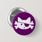 Badge Rond 5 Cm Chat pirate blanc - bouton (Devant & derrière)