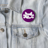 Badge Rond 5 Cm Chat pirate blanc - bouton (En situation)