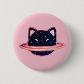 Badge Rond 5 Cm Chat Planète (Devant)