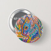 Badge Rond 5 Cm Chat psychédélique, Louis Wain (Devant & derrière)
