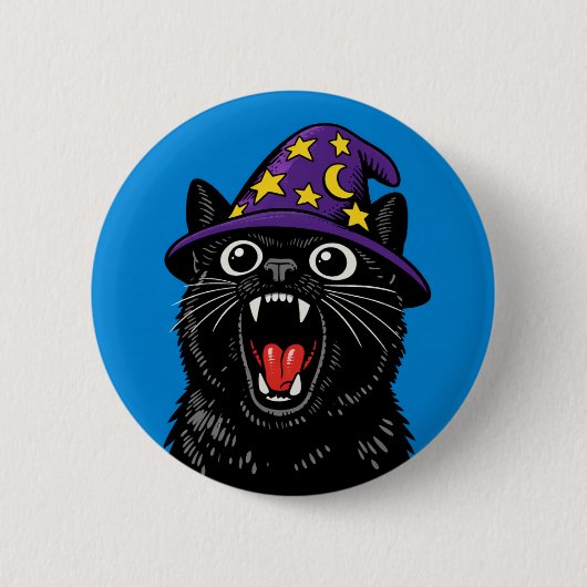 Badge Rond 5 Cm Chat qui hurle (Devant)