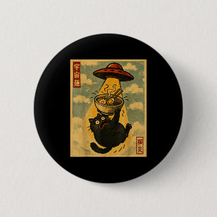 Badge Rond 5 Cm Chat Ramen Drôle Anime Japonais Ovni Hommes Femmes