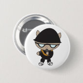 Badge Rond 5 Cm Chat Rapper dans le Casquette Bell (Devant & derrière)