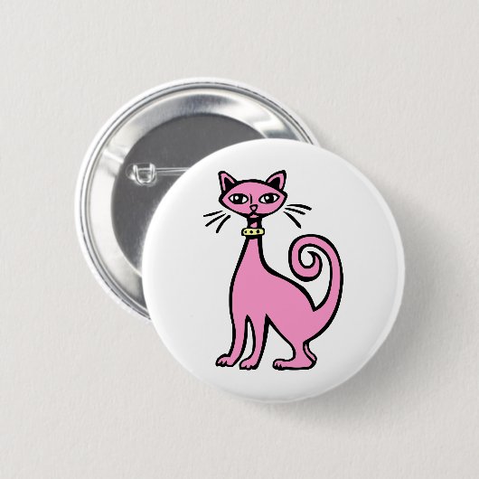 Badge Rond 5 Cm Chat rétro - Customisé (Devant & derrière)